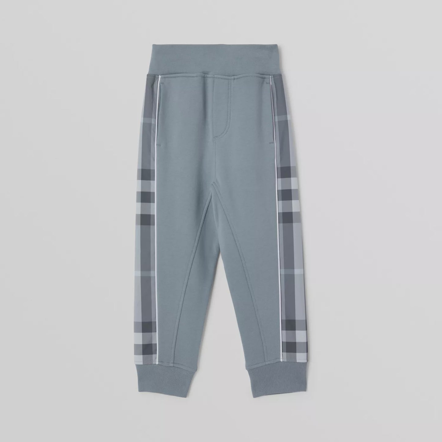 Burberry Blue Check Panel Cotton Jogging Pants