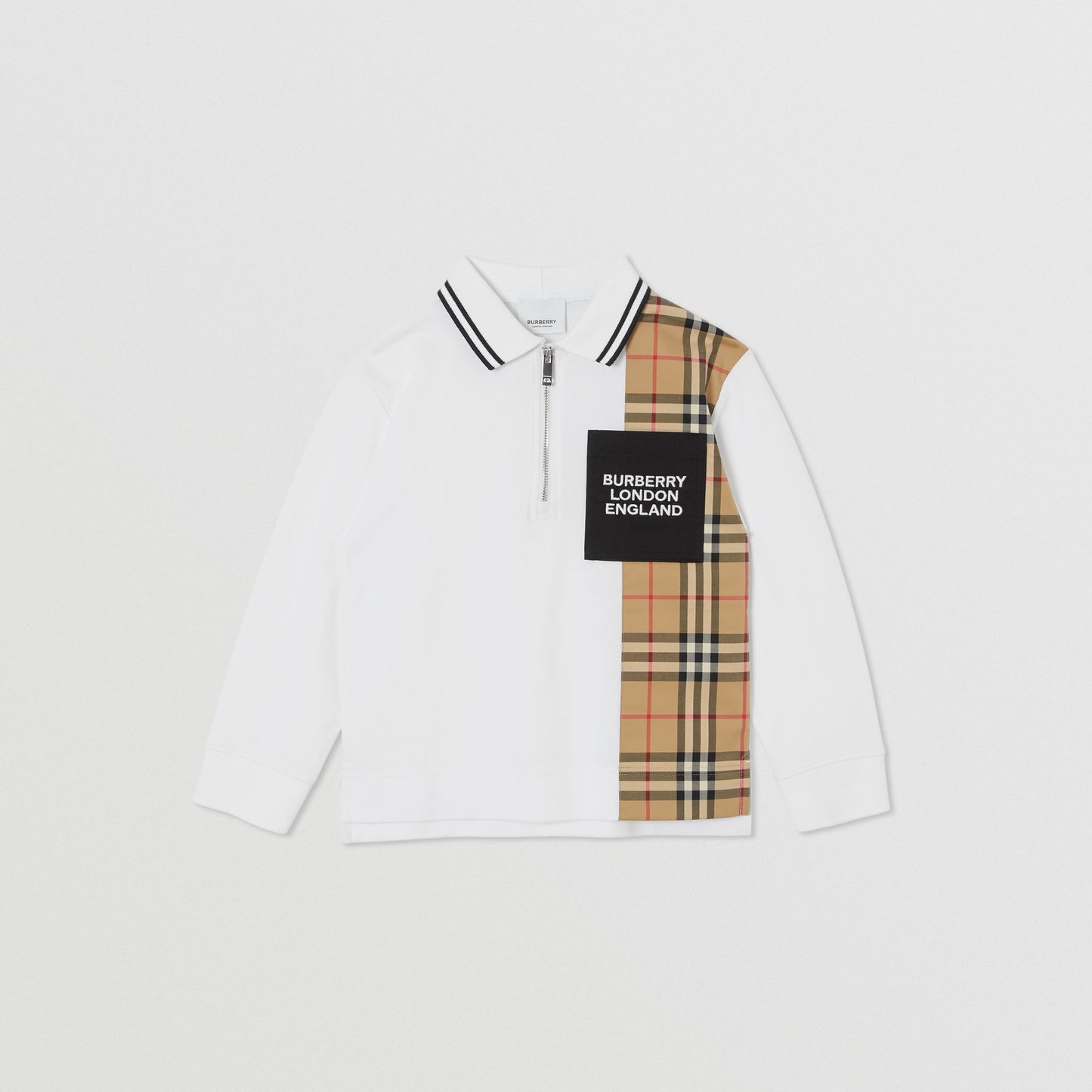 Burberry Long-sleeve Check Cotton Polo Shirt