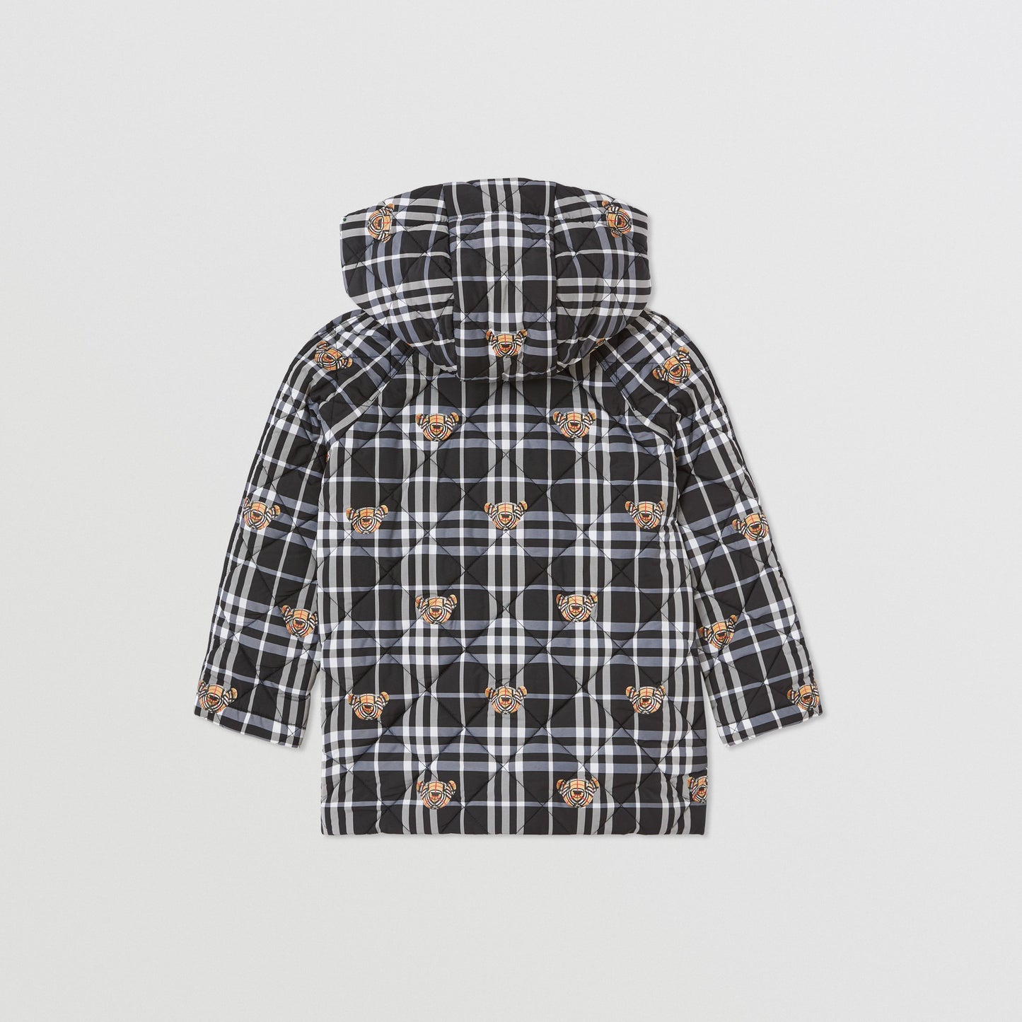 Burberry Detachable Hood Thomas Bear Print Check Coat