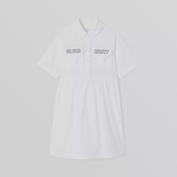 Burberry Logo Print Cotton Poplin Shirt Dress
