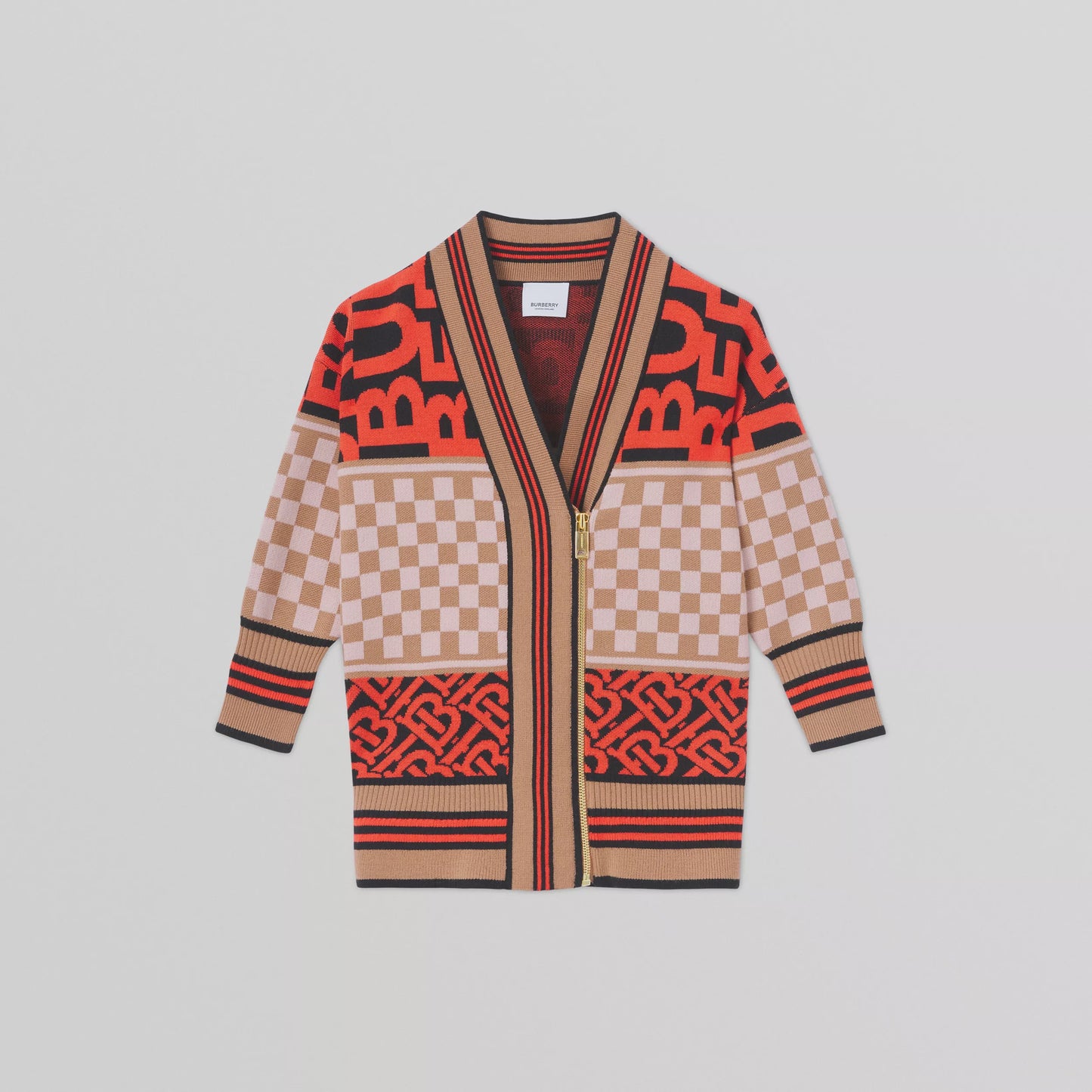 Burberry Montage Wool Cashmere Jacquard Cardigan