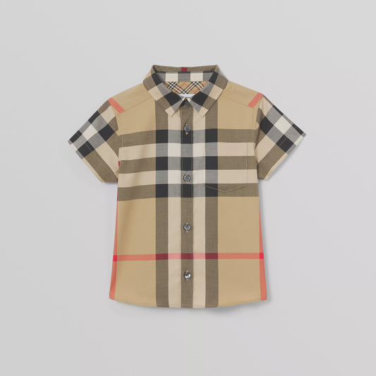 Burberry Baby Short-sleeve Check Cotton Shirt
