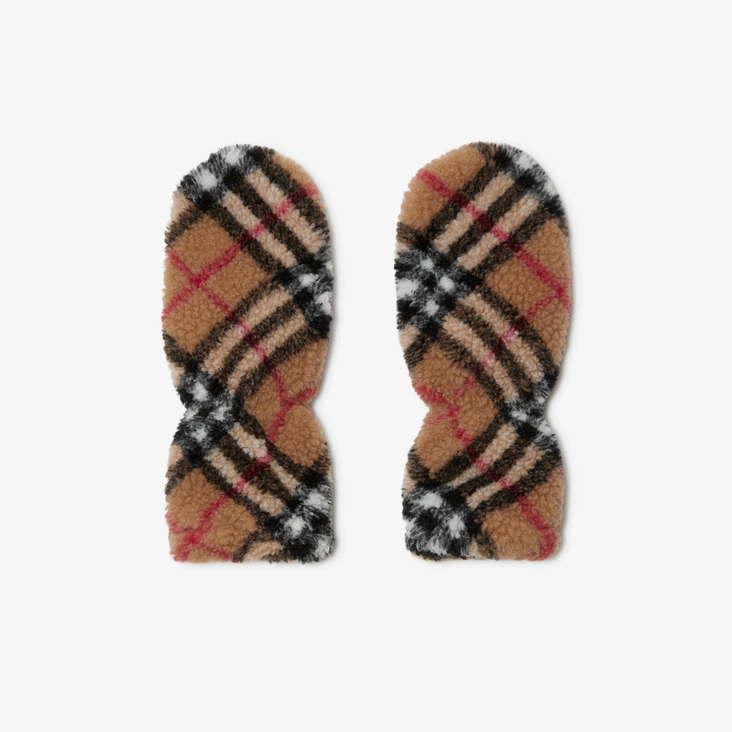 Check Wool Fleece Mittens