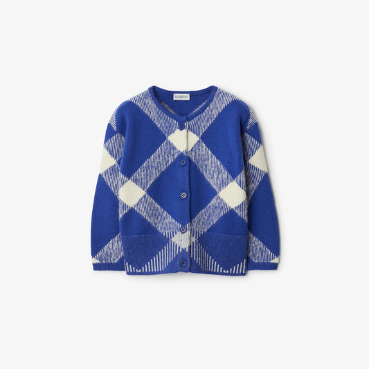 Check Wool Blend Cardigan