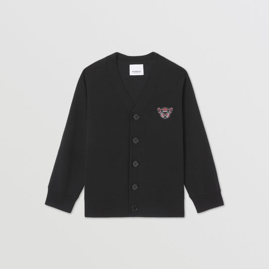 Burberry Thomas Bear Motif Wool Blend Cardigan