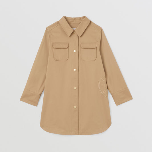 Burberry Cotton Beige Logo Shirt Dress