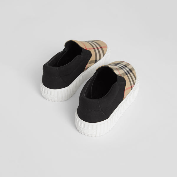 Vintage Check Detail Cotton Slip-on Sneakers