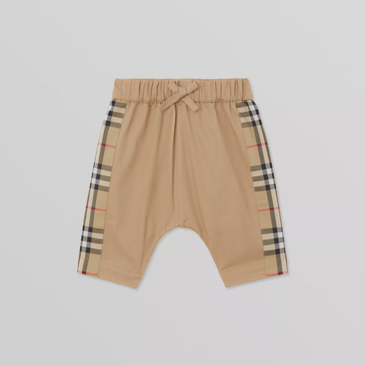 Burberry Vintage Check Panel Cotton Twill Trousers