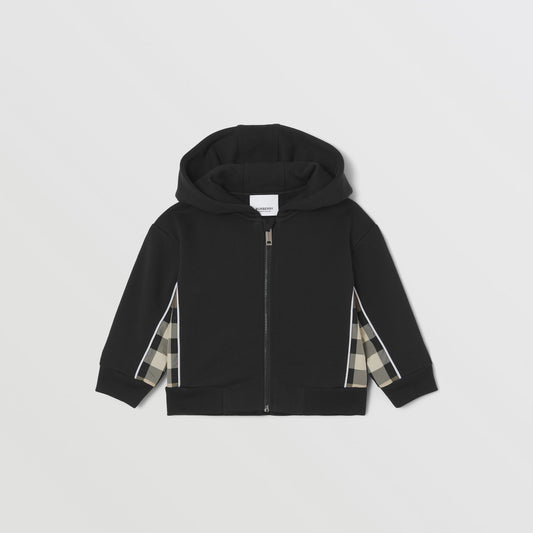 Burberry Baby Check Panel Cotton Hooded Top