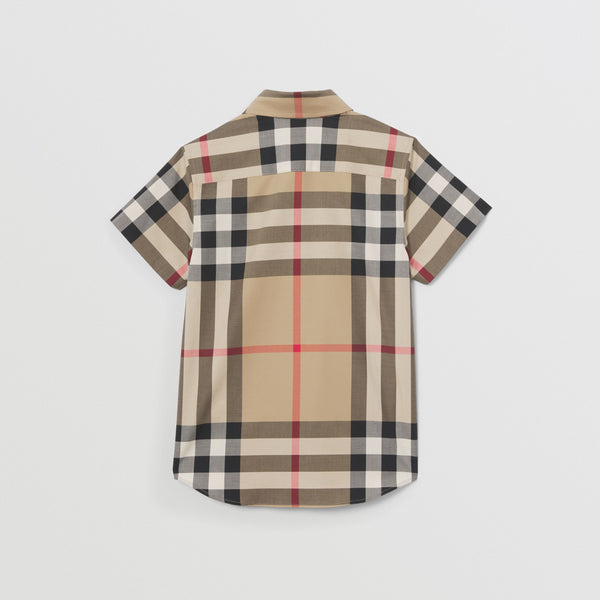 Burberry Short-sleeve Check Stretch Cotton Shirt