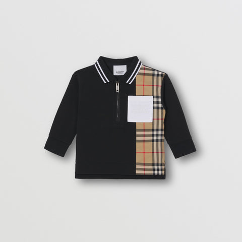 Burberry Long-sleeve Vintage Check Panel Polo Shirt