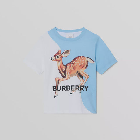 Burberry Blue Montage Print Cotton T-shirt