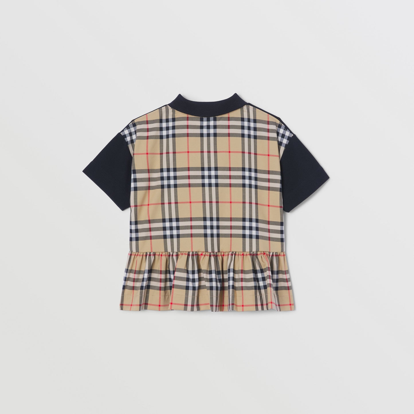 Burberry Girl Check Panel Cotton Polo Shirt