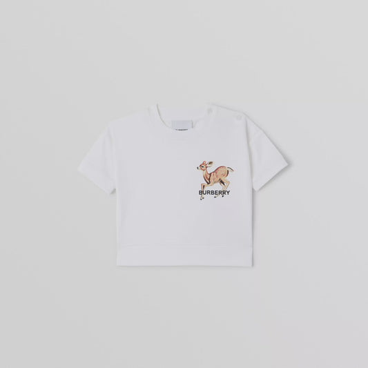 Burberry Baby Deer Motif Cotton T-shirt
