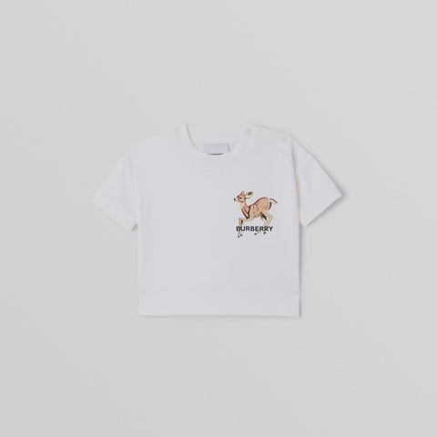 Burberry Baby Deer Motif Cotton T-shirt