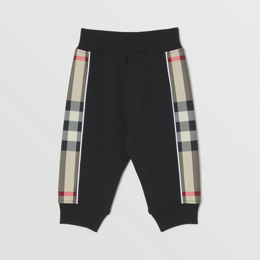 Burberry Baby Check Panel Cotton Jogging Pants