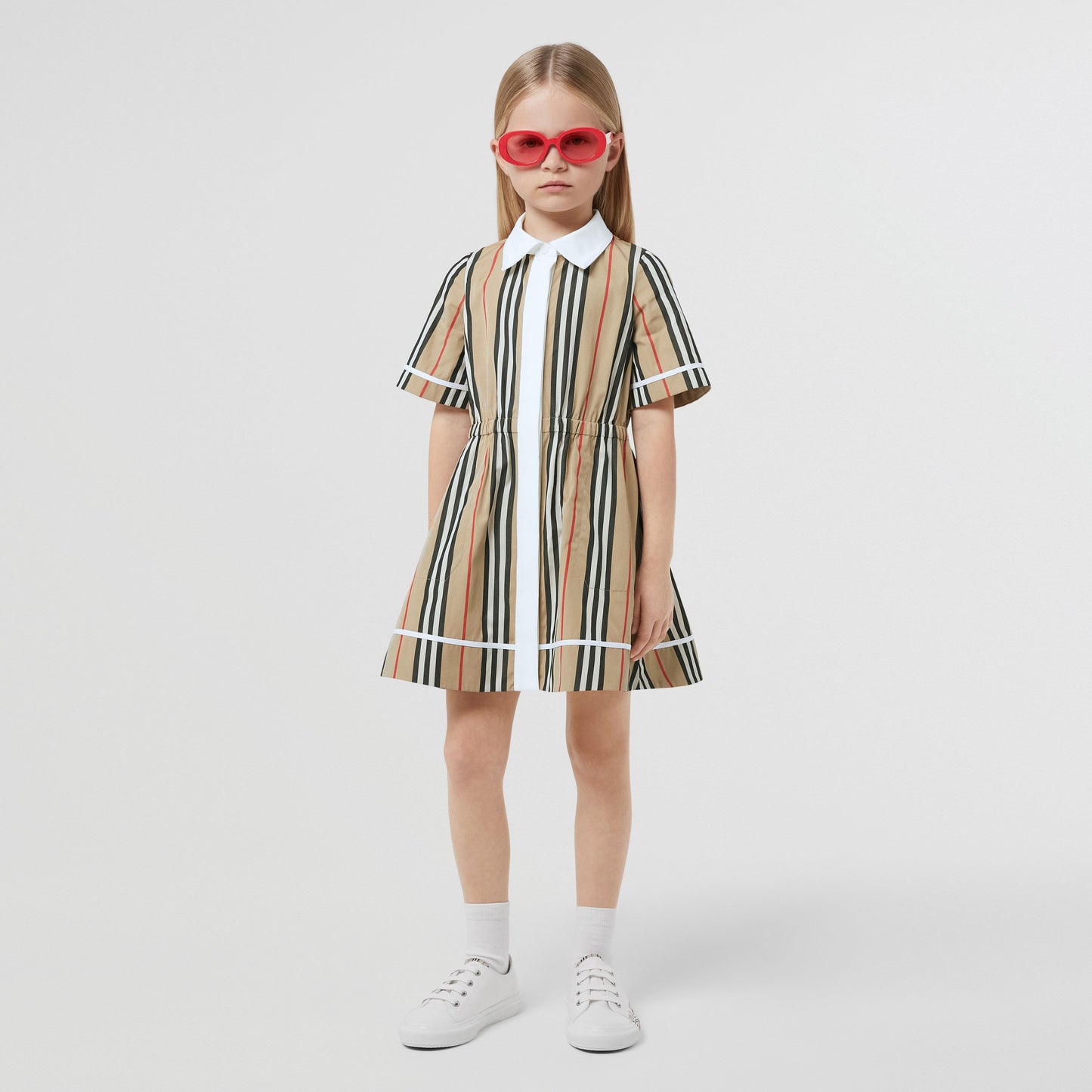 Burberry Short-sleeve Icon Print Cotton Dress