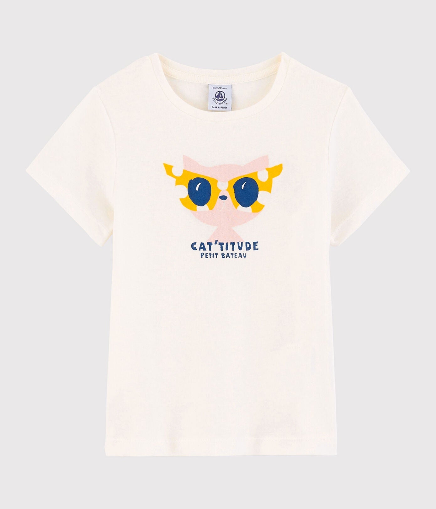 Petit Beteau Girls Cat Cotton Tee