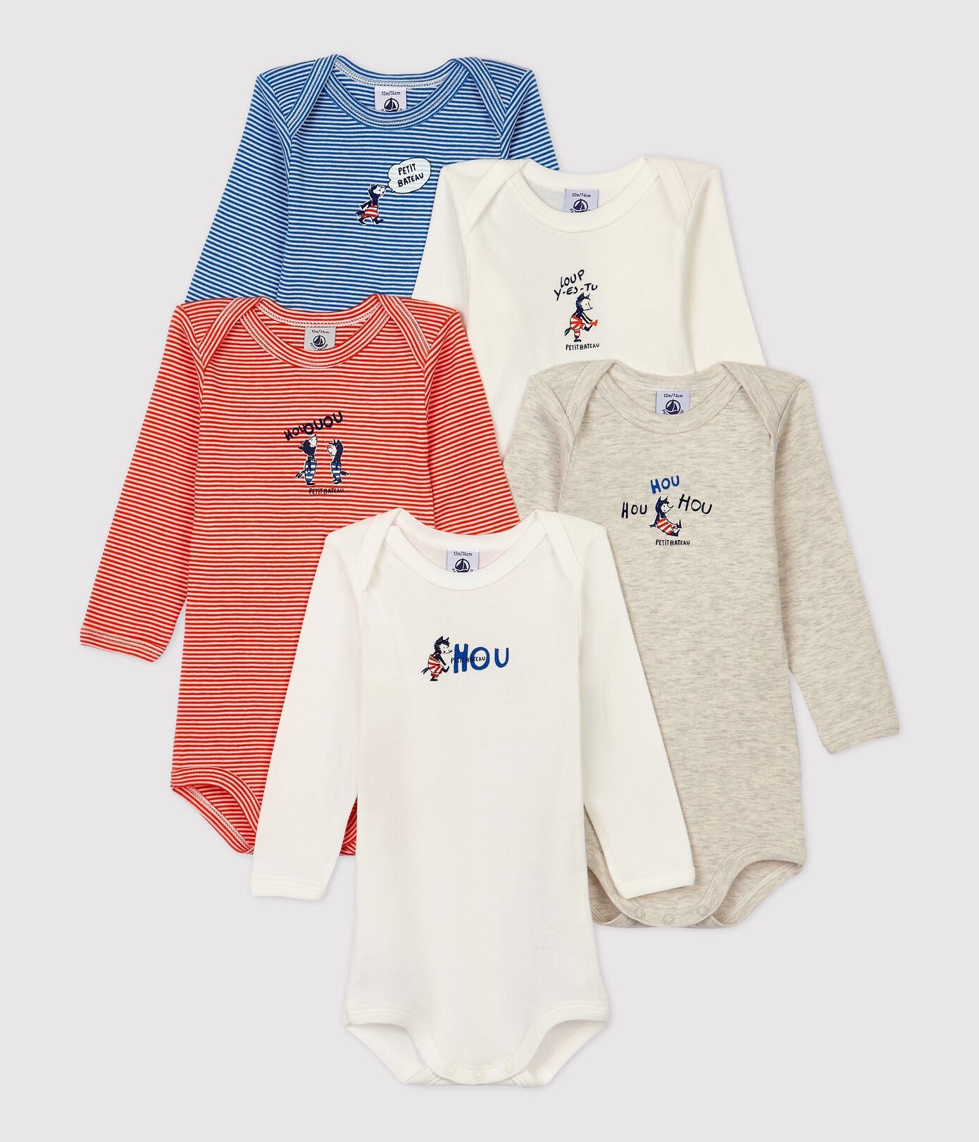 Petit Bateau Baby Cotton Bodysuits 5pks