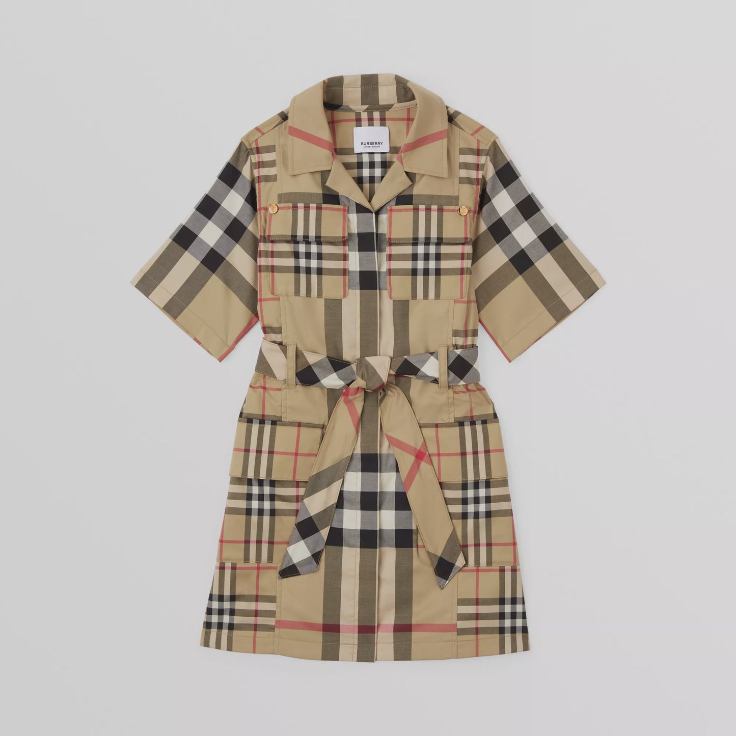 Burberry Patchwork Check Tie-waist Shirt Dress