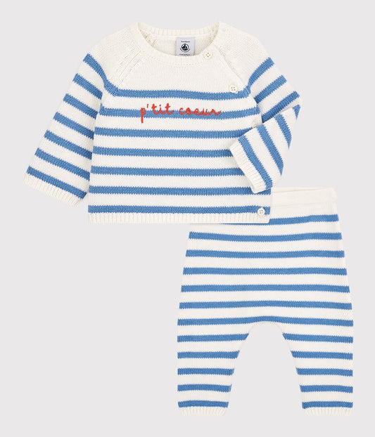 Petit Bateau Babies Organic Cotton Stripes Knit Set