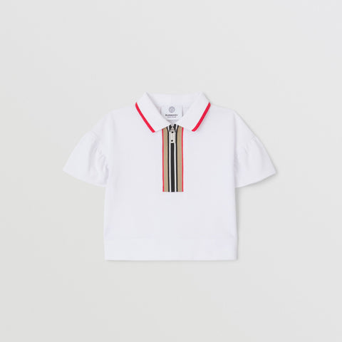 Burberry Icon Stripe Detail Cotton Zip-front Polo Shirt