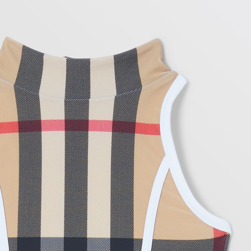 Burberry Beige Check One-piece Swimwear