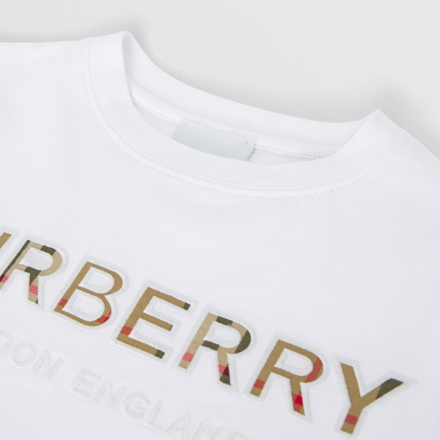 Burberry White Embroidered Logo Cotton T-shirt