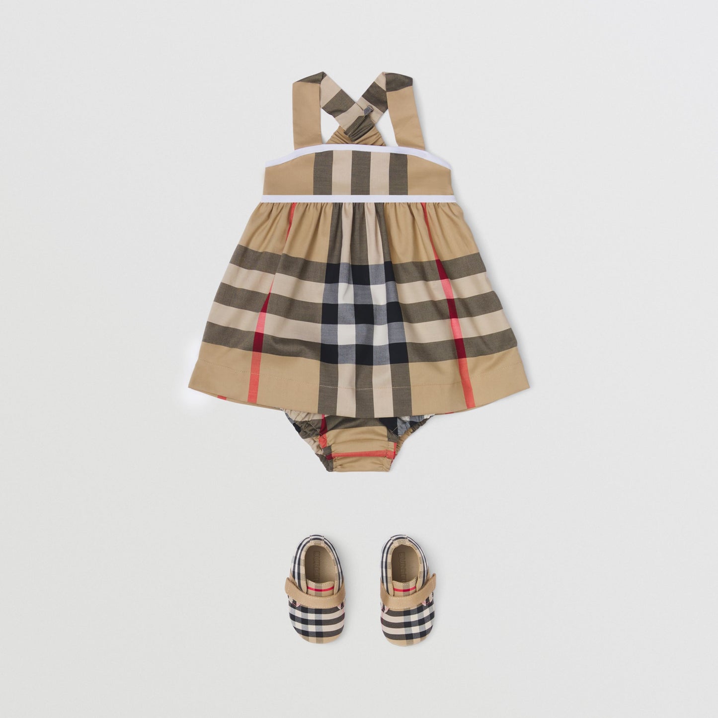 Burberry Baby Check Stretch Cotton Dress Bloomers