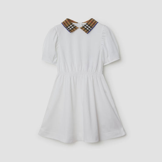 Check Collar Cotton Polo Shirt Dress