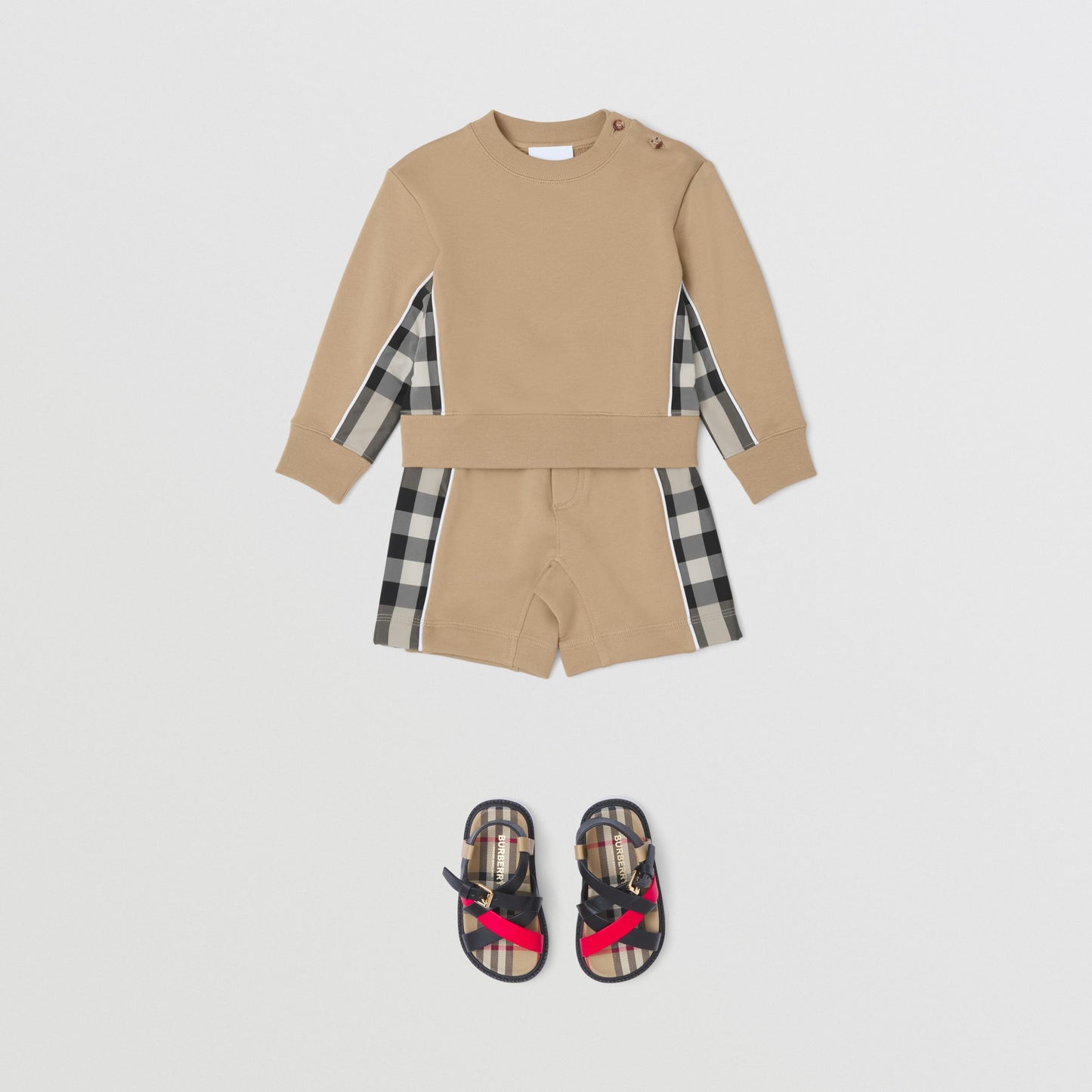 Burberry Baby  Beige Check Panel Sweatshirt