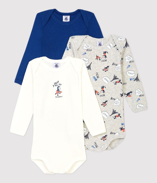 Petit Bateau Baby Organic Cotton Bodysuit 3pcs