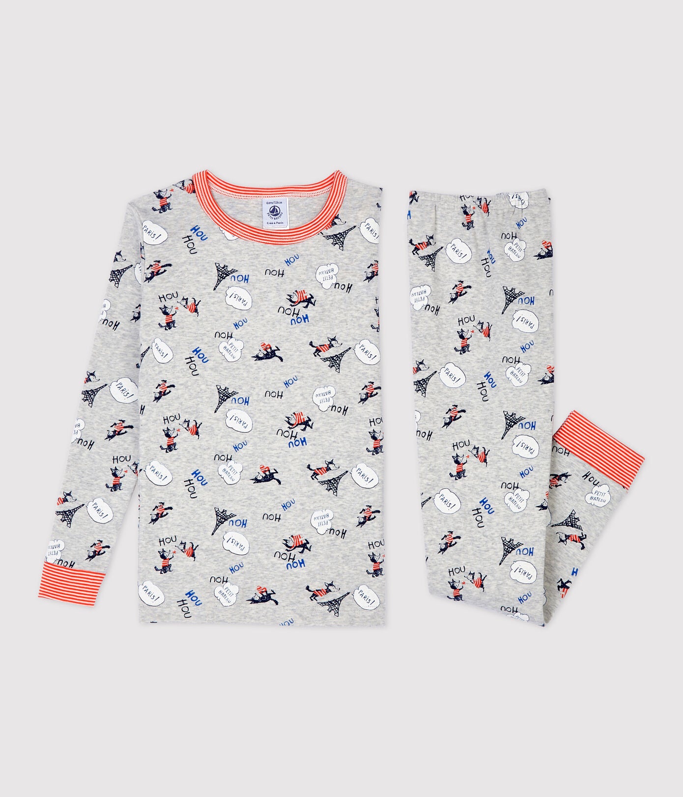 Petit Bateau Paris Print Cotton Pajamas