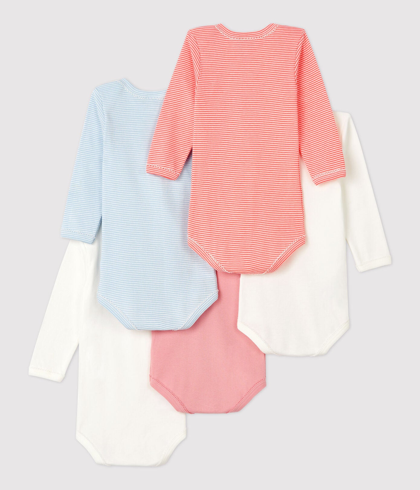 Petit Bateau Baby Girl Cotton Bodysuit 5pcs