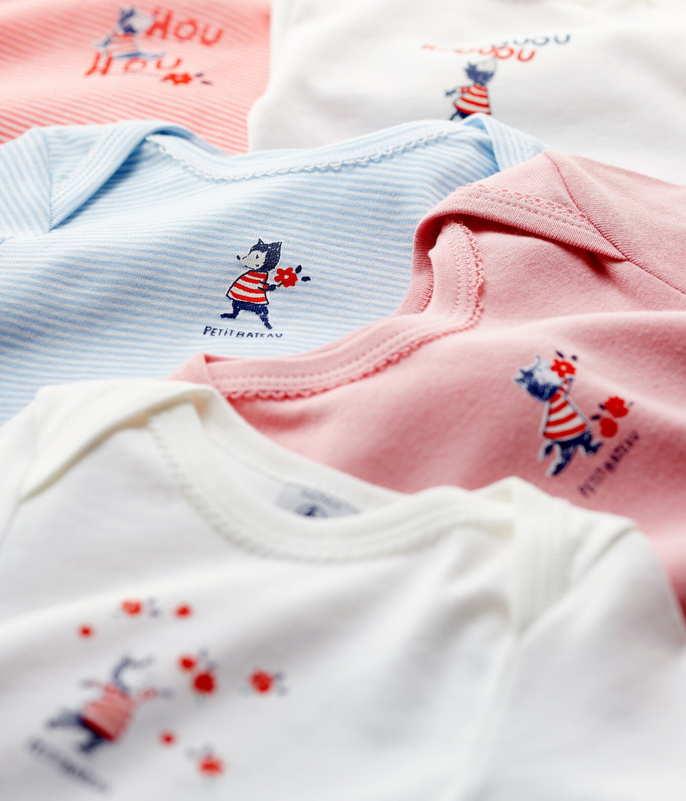 Petit Bateau Baby Girl Cotton Bodysuit 5pcs