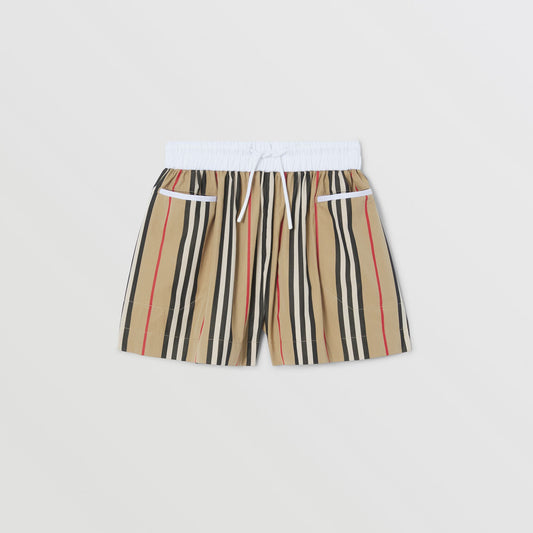 Burberry Girl Icon Stripe Cotton Poplin Shorts