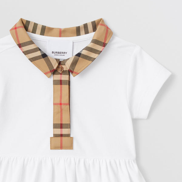 Burberry Check Trim Cotton Piqué Dress with Bloomers