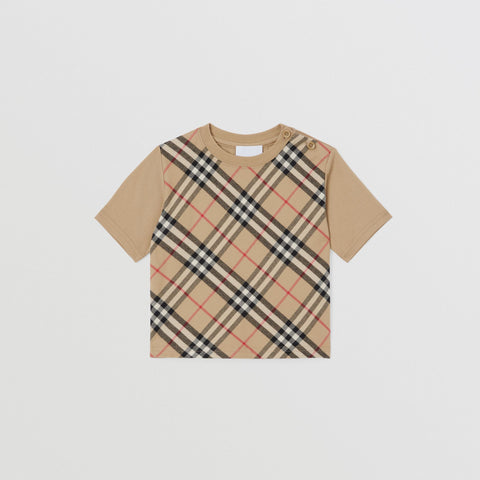 Burberry Baby Vintage Check Panel Cotton T-shirt