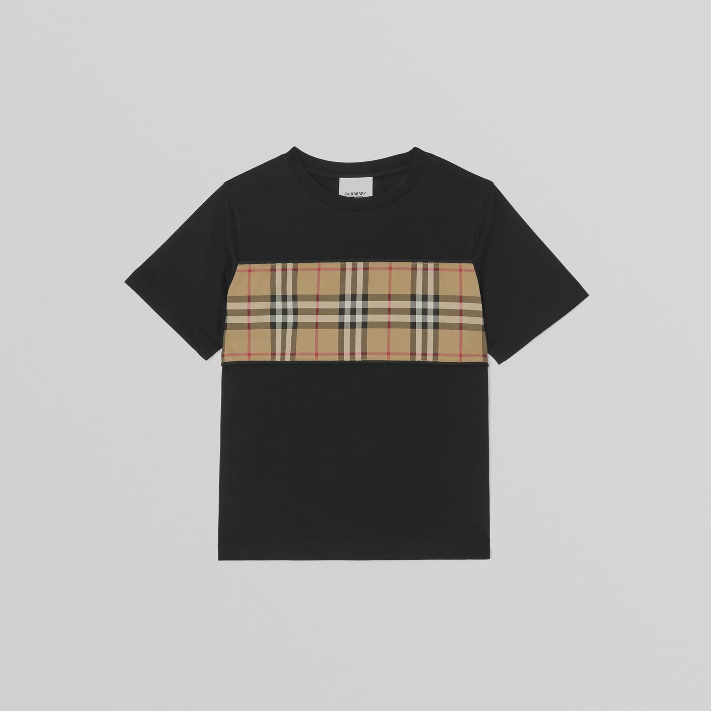 Burberry Black Vintage Check Panel Cotton T-shirt