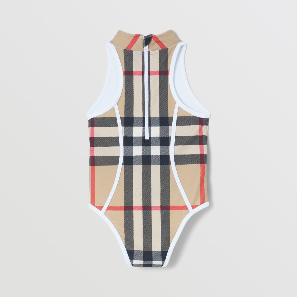 Burberry Beige Check One-piece Swimwear