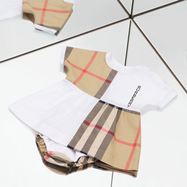 Burberry Check Panel Cotton Dress with Bloomers