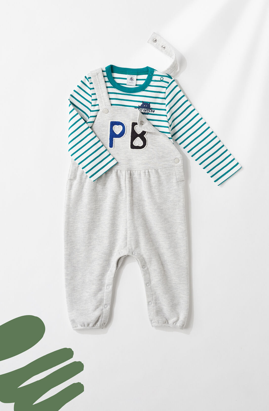 Petit Bateau Baby Grey Fleece Dungaree