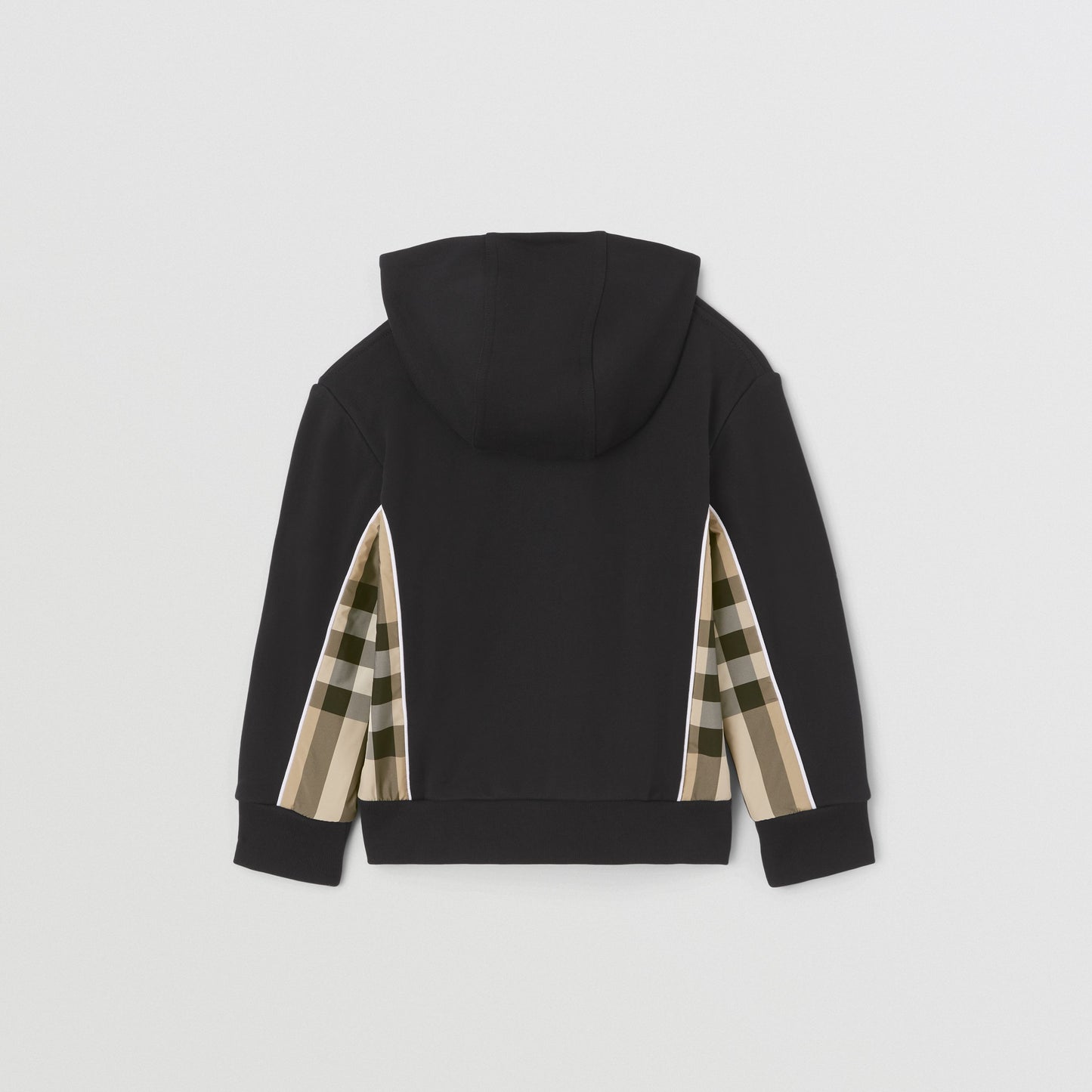 Burberry Check Panel Cotton Hooded Top