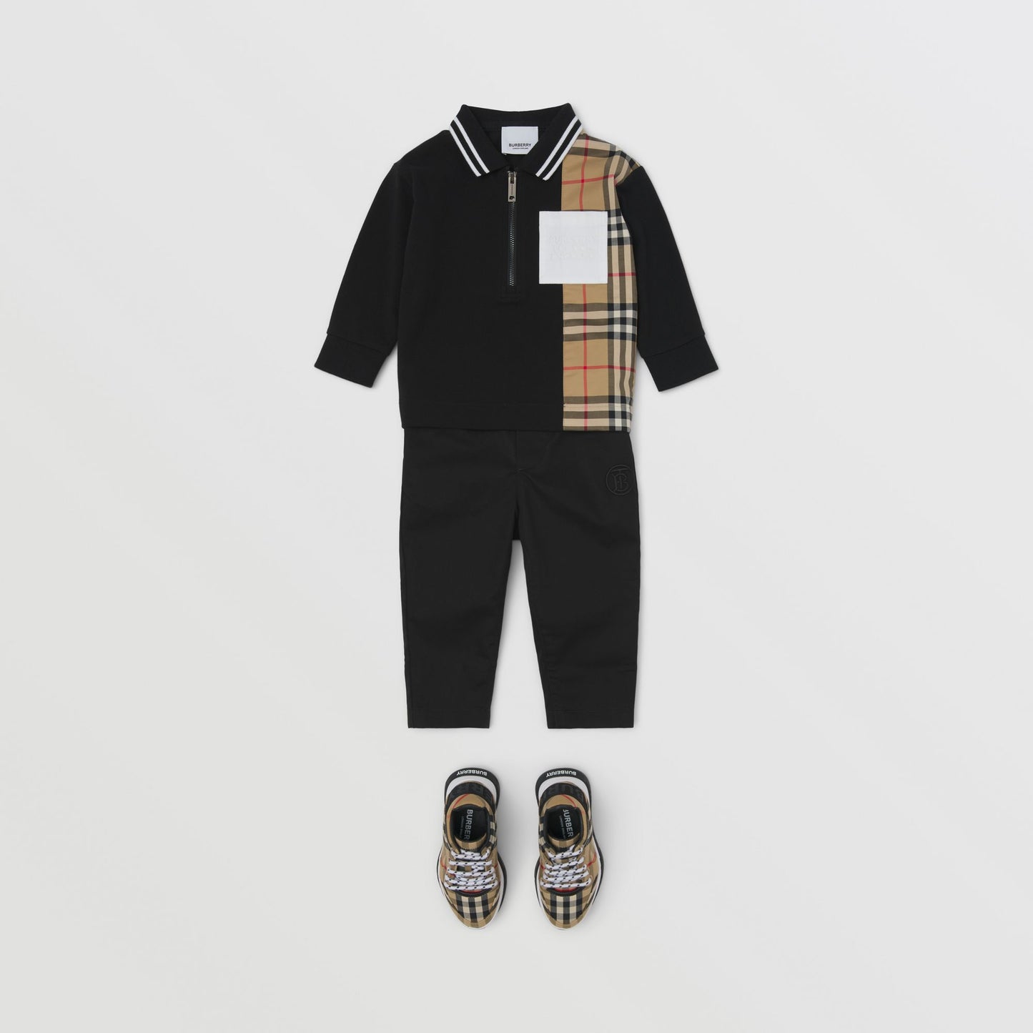 Burberry Baby Long-sleeve Vintage Check Cotton Polo Shirt