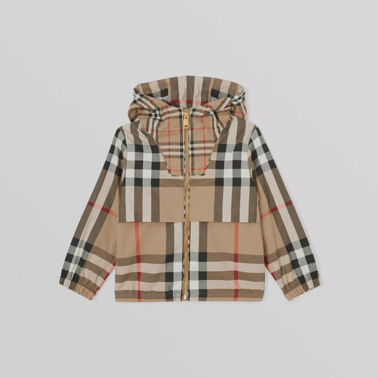 Burberry Contrast Check Cotton Hooded Jacket