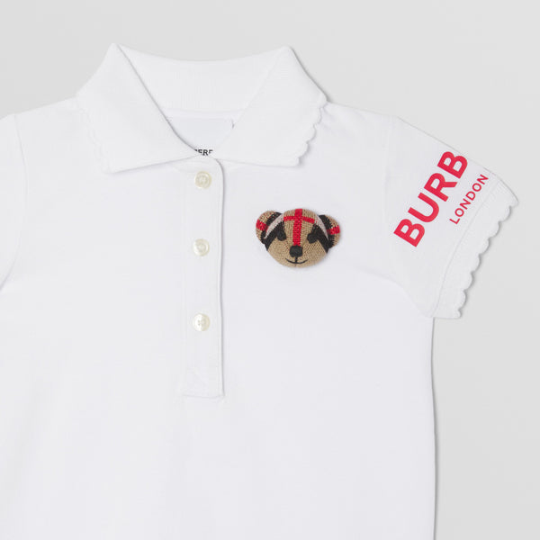 Burberry Thomas Bear Motif Cotton Piqué Playsuit