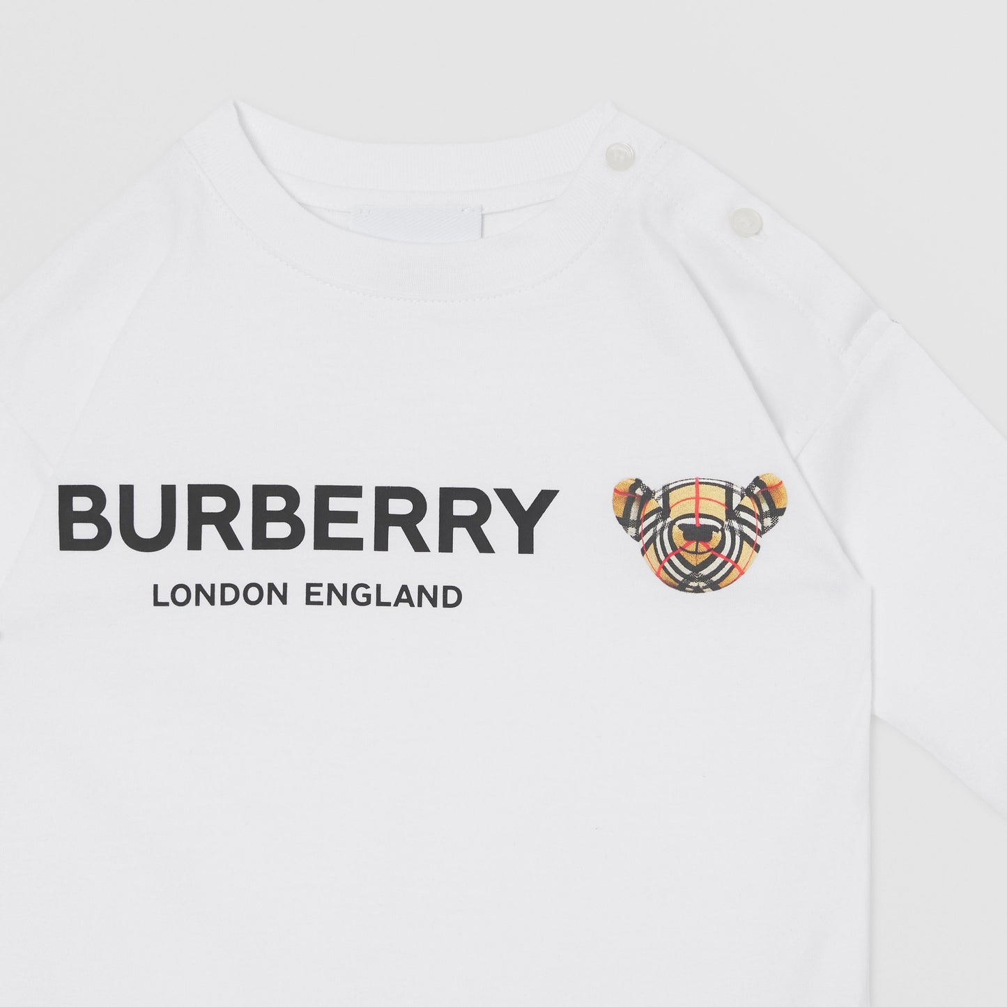 Burberry White Cotton Logo Babygrow