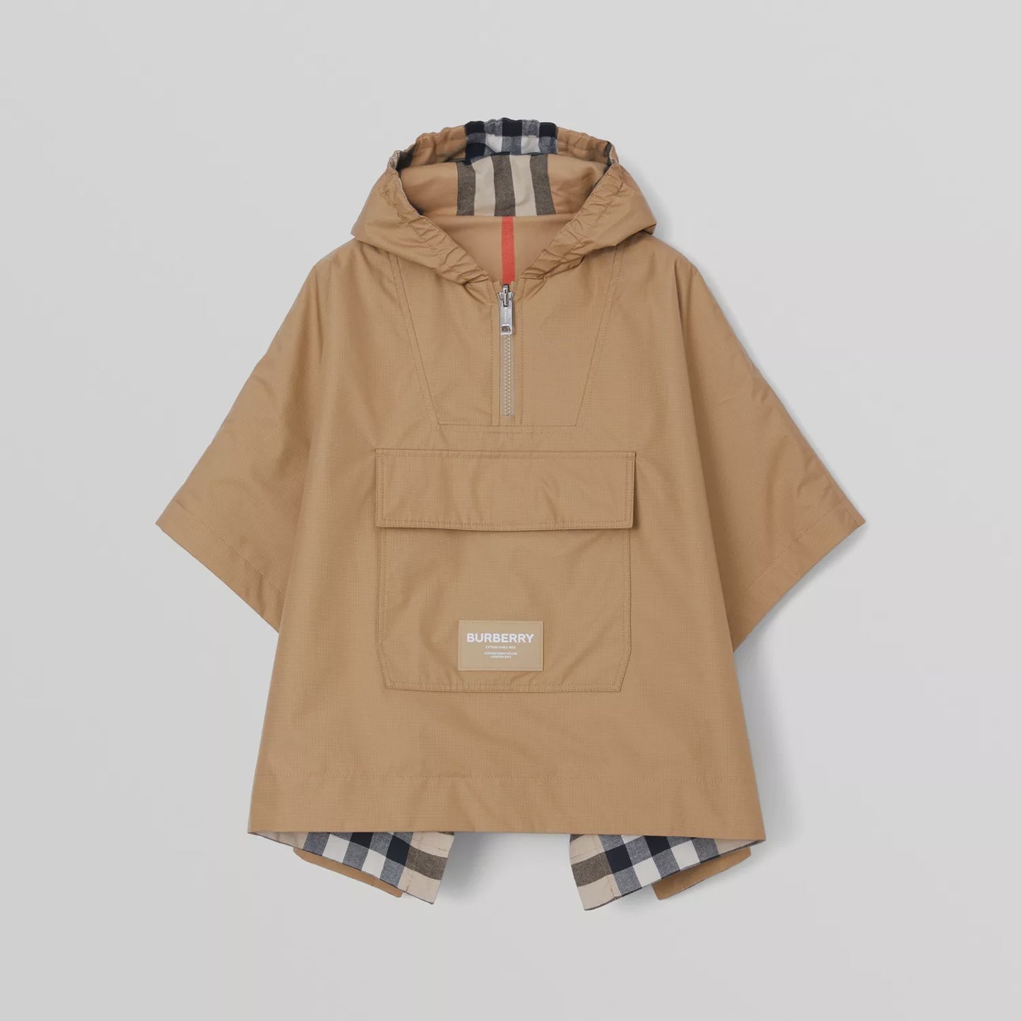 Burberry Reversible Nylon and Check Cotton Poncho