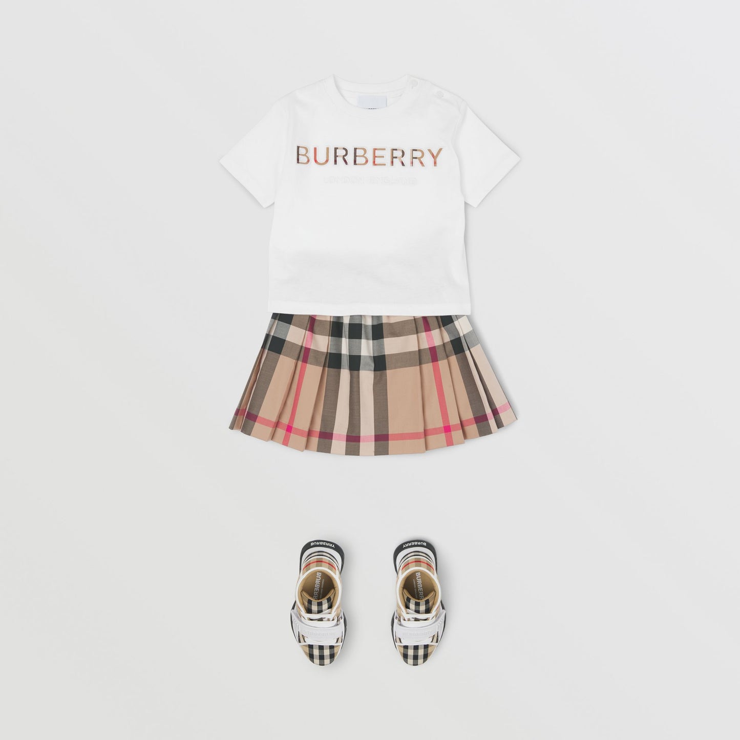 Burberry Baby White Embroidered Logo Cotton T-shirt