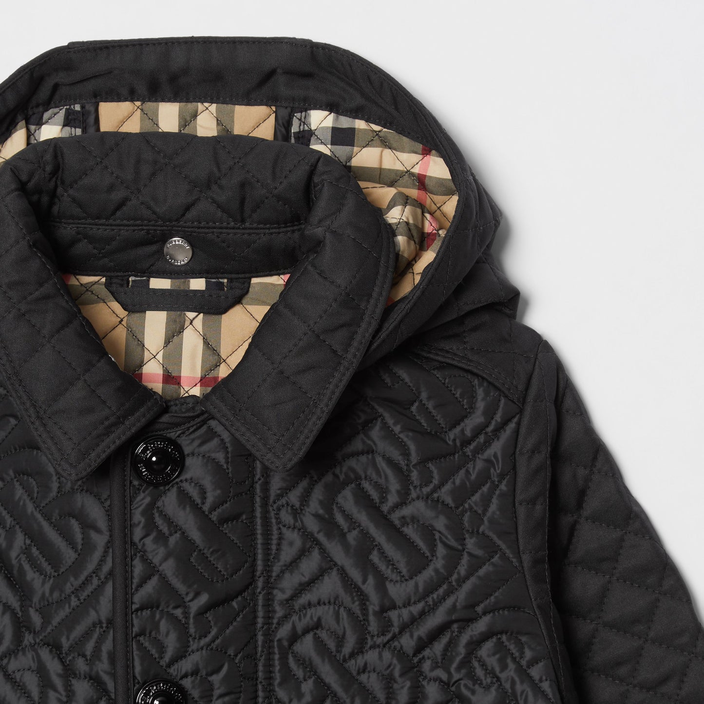 Burberry Detachable Hood Monogram Quilted Jacket